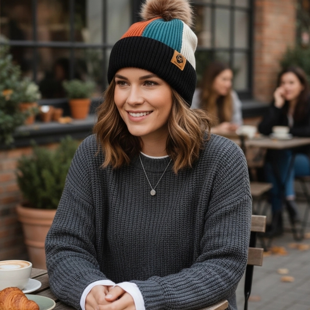 POMPOM MULTI COLOR BEANIE